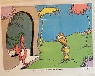 Dr Seuss I Am The Lorax. I Speak For Trees Limited Edition Serigraph Lithograph 2500 Frame: 17x21. Art: 11x15in HxWxD