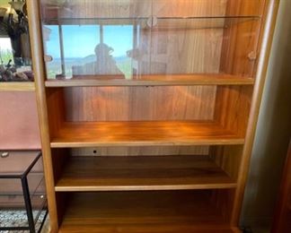 Teak Wood lighted Display Bookshelf 85.5x53.5x23.5in HxWxD
