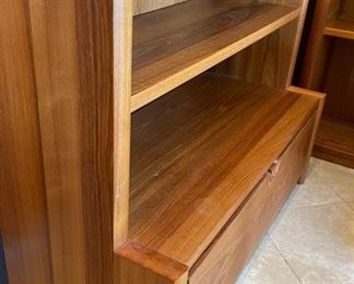 Teak Wood lighted Display Bookshelf 85.5x53.5x23.5in HxWxD