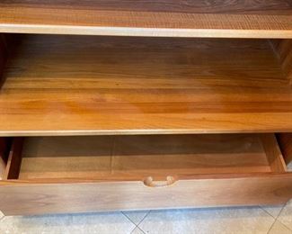 Teak Wood lighted Display Bookshelf 85.5x53.5x23.5in HxWxD