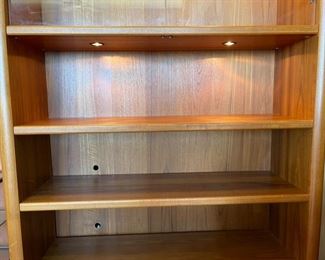 Teak Wood lighted Display Bookshelf 85.5x53.5x23.5in HxWxD
