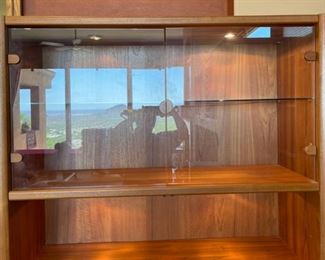 Teak Wood lighted Display Bookshelf 85.5x53.5x23.5in HxWxD