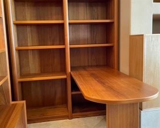 Teak Wood Bookshelf Desk 85.5x60x66 HxWxD