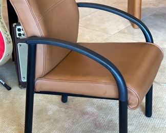 Commercial Leather & Steel Office Armchair 33 x 22.5 x 23 HxWxD