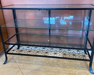 Steel & Glass Side Table/Shelf Wire Flower Base 32 x 47 x 16 HxWxD