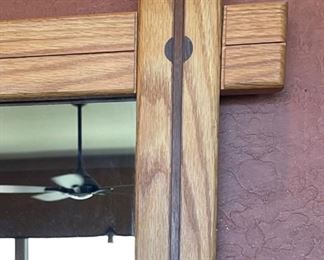 Large Craftsman Style Oak Framed Mirror Crosslap Joints 50 x 59 x 1.5in HxWxD