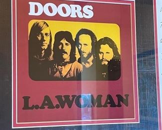 The Doors LA Woman 24kt Gold Plated Record Lyrics Framed Collage w/ COA 25x22