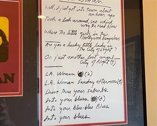 The Doors LA Woman 24kt Gold Plated Record Lyrics Framed Collage w/ COA 25x22