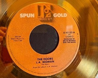 The Doors LA Woman 24kt Gold Plated Record Lyrics Framed Collage w/ COA 25x22