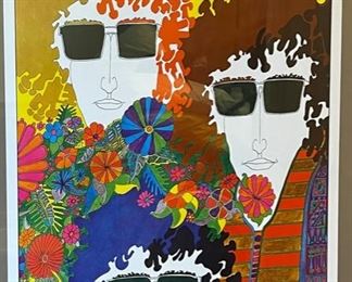 Bob Dylan Bob On Bob Concert Poster w/ 1966 ticket Frame: 37x22. Poster: 24.75 x 16.25 HxWxD