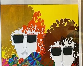 Bob Dylan Bob On Bob Concert Poster w/ 1966 ticket Frame: 37x22. Poster: 24.75 x 16.25 HxWxD