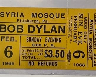 Bob Dylan Bob On Bob Concert Poster w/ 1966 ticket Frame: 37x22. Poster: 24.75 x 16.25 HxWxD