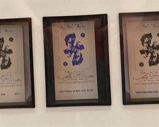 The Kinks Elton John Tickets Trio Framed 13x17 HxWxD