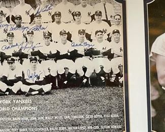 1961 New York Yankees Signature Collage Photo Autograph w/ COA Mickey Mantle Yogi Berra Frame; 37 x 35 HxWxD
