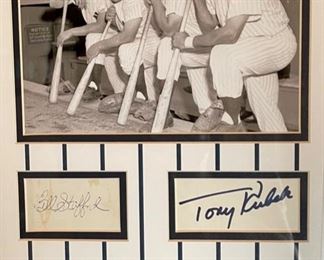 1961 New York Yankees Signature Collage Photo Autograph w/ COA Mickey Mantle Yogi Berra Frame; 37 x 35 HxWxD