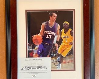 Steve Nash Phoenix Suns Signed Photo Autograph w/ COA Frame; 17.25 x 14.25 HxWxD