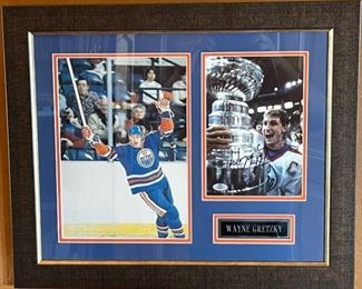 Wayne Gretzky Signed Photo Collage Autograph w/ COA Frame; 19.5 x 23.5 HxWxD