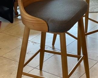 2pc Retro Bent Plywood Counter Height Chairs Barstools PAIR 41x23x21in seat; 30in HxWxD