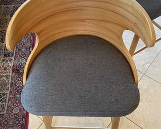 2pc Retro Bent Plywood Counter Height Chairs Barstools PAIR 41x23x21in seat; 30in HxWxD