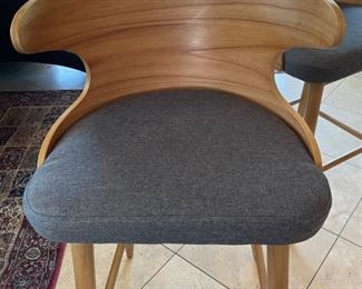 2pc Retro Bent Plywood Counter Height Chairs Barstools PAIR 41x23x21in seat; 30in HxWxD