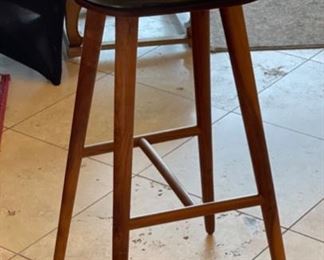 Single Retro Vinyl Bent Plywood Barstool Walnut 34x15x15in seat: 31in HxWxD