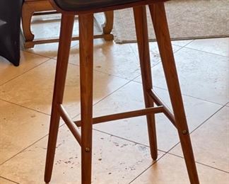 Single Retro Vinyl Bent Plywood Barstool Walnut 34x15x15in seat: 31in HxWxD