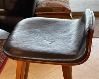 Single Retro Vinyl Bent Plywood Barstool Walnut 34x15x15in seat: 31in HxWxD