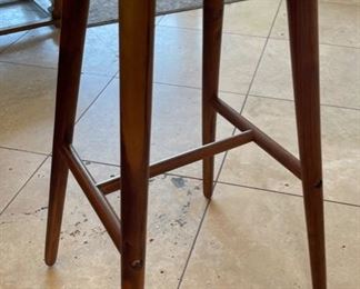 Single Retro Vinyl Bent Plywood Barstool Walnut 34x15x15in seat: 31in HxWxD