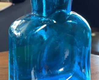 Blenko Double Spout Pitcher Blue 8x6.5x3in HxWxD