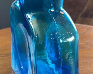 Blenko Double Spout Pitcher Blue 8x6.5x3in HxWxD