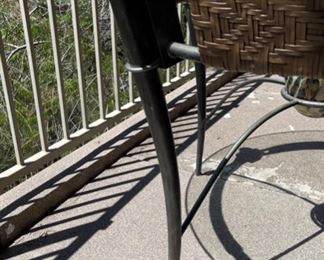 Custom Metal Frame Glass Top Table. 30.5 inches high by 48 inches diameter