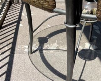Custom Metal Frame Glass Top Table. 30.5 inches high by 48 inches diameter