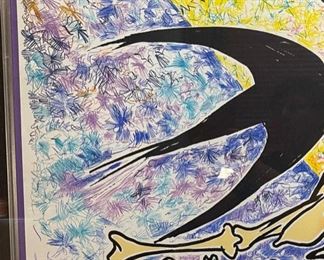 Signed Salvador Dali L'hirondelle Lithograph The Swallow Litho Frame: 28.5x35.5. Image: 18.75x25.5in HxWxD