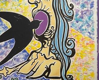 Signed Salvador Dali L'hirondelle Lithograph The Swallow Litho Frame: 28.5x35.5. Image: 18.75x25.5in HxWxD