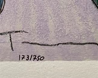 Signed Itzchak Tarkay Waiting Serigraph Numbered Lithograph Frame: 21.75x18.75. Image: 11.5x8.25in HxWxD