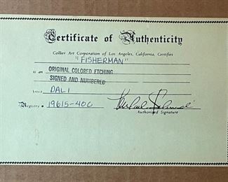 Salvador Dali Fisherman Etching Print Frame: 25x20.25in image: 11.5x6.5in HxWxD