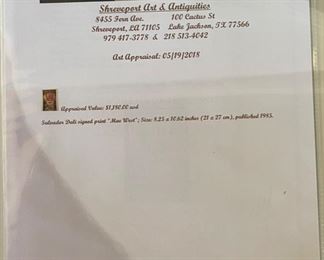 Salvador Dali Mae West Litho Print Frame: 19.26x16. Image: 10x6.25in HxWxD