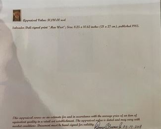 Salvador Dali Mae West Litho Print Frame: 19.26x16. Image: 10x6.25in HxWxD