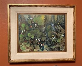 *Original* Signed Robert Banister Field Strawberries Oil Painting Frame: 20.75 x 24.75. Image: 13.5 x 17.5 HxWxD
