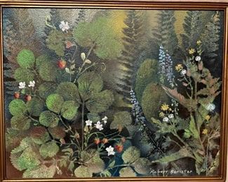 *Original* Signed Robert Banister Field Strawberries Oil Painting Frame: 20.75 x 24.75. Image: 13.5 x 17.5 HxWxD