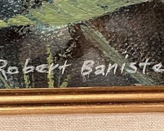 *Original* Signed Robert Banister Field Strawberries Oil Painting Frame: 20.75 x 24.75. Image: 13.5 x 17.5 HxWxD