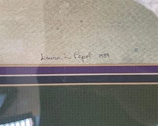 Original Watercolor Pond Scene Frame: 31x38in HxWxD