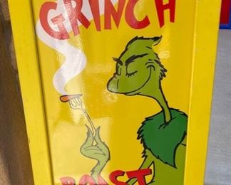 Grinch Roast Beast Double Sided Foamcore Sign in Frame 40x22x1.5in HxWxD