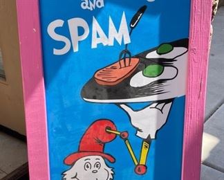 Grinch Green Eggs and Spam Double Sided Foamcore Sign in Frame 40x22x1.5in HxWxD