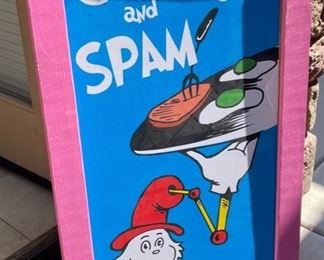 Grinch Green Eggs and Spam Double Sided Foamcore Sign in Frame 40x22x1.5in HxWxD