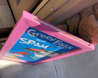 Grinch Green Eggs and Spam Double Sided Foamcore Sign in Frame 40x22x1.5in HxWxD