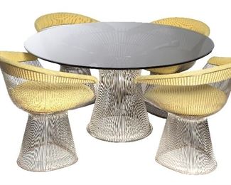 Knoll Warren Platner Table & 4 Chairs Authentic	Chairs: 29.25x28.25x20.5in D.  Table: 53.25in Diameter x 28in H	HxWxD