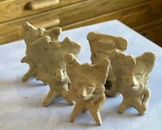 Lot of 5 Primitive Nahua Pottery Figures Ceramic	4in H	