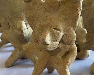 Lot of 5 Primitive Nahua Pottery Figures Ceramic	4in H	