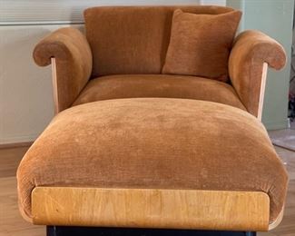 1970s Thonet Bent Plywood Plush Armchair with/ Ottoman Chair Bentwood	26x38x34in Seat: 14.5 Ottoman: 14.5x30x30in	HxWxD
